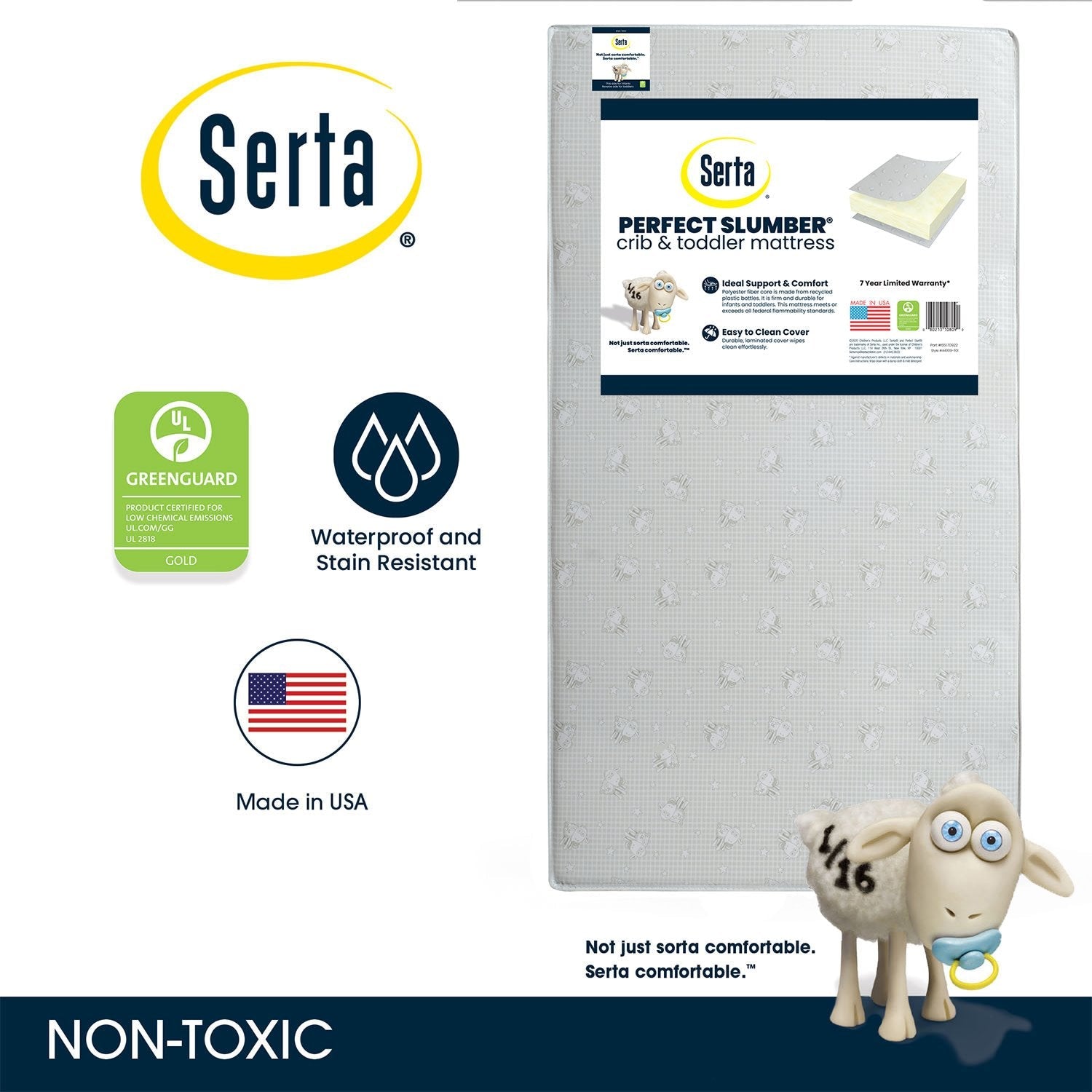 Serta Perfect Slumber Dual Sided Recycled Fiber Core Crib and Toddler Mattress